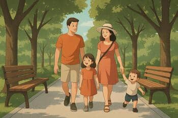 Aile paketi: gölge banklar ve rahat yürüyüş