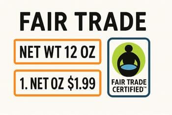 Örnek etiket: içerik ve birim fiyat bilgileri vurgulanmış