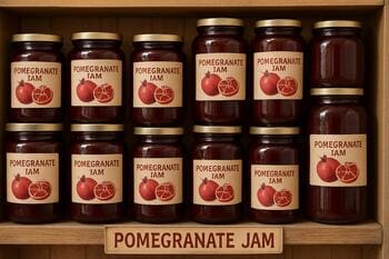 Hediyelik raf: farklı boylarda nar reçeli kavanozları