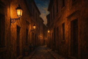 Akşam turu: fenerlerle aydınlanan dar sokak