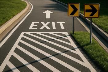 Çıkış şeridi: şeritli yol ve yön tabelaları