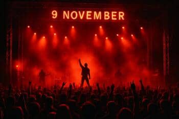 9 Kasım akşam: ana sahnede kırmızı ışık altında kalabalık