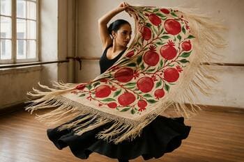 Dans provası: nar desenli şal ile dönüş hareketi