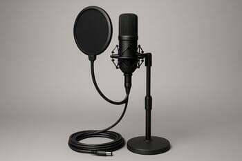 Mikrofon kurulumu: stand, pop filtre ve kablo düzeni