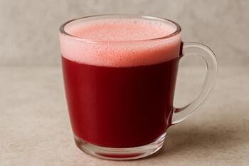 Taze sıkım nar suyu: cam bardakta köpük çizgisi