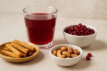 Tadım arası: nar suyu bardağı ve küçük atıştırmalıklar