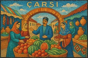 Göyçay çarşısı: nar tepecikleri ve bakır teraziler