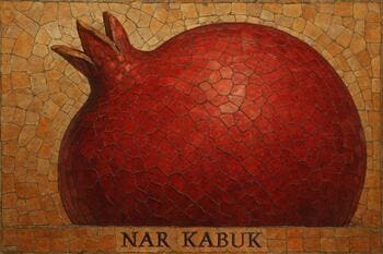 Nar kabuğu makro: damar dokusu ve kırmızı geçişler